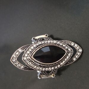 Cocktail Black and Silver Women's Ring